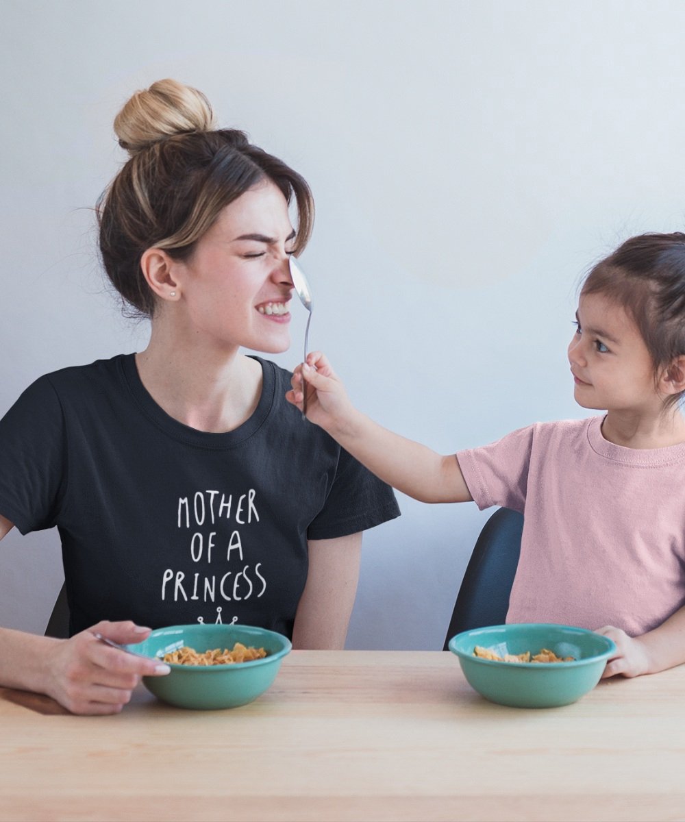 Moederdag T-shirt Mother Of A Princess | Zwart - Maat L | Moederdag Cadeautje